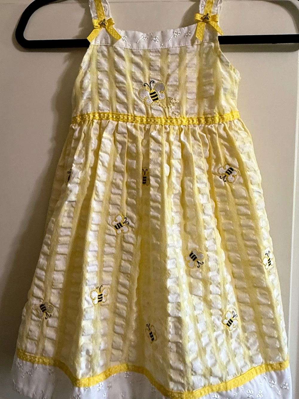 Youngland Yellow Bee Embroidered Girls' Summer Dress
